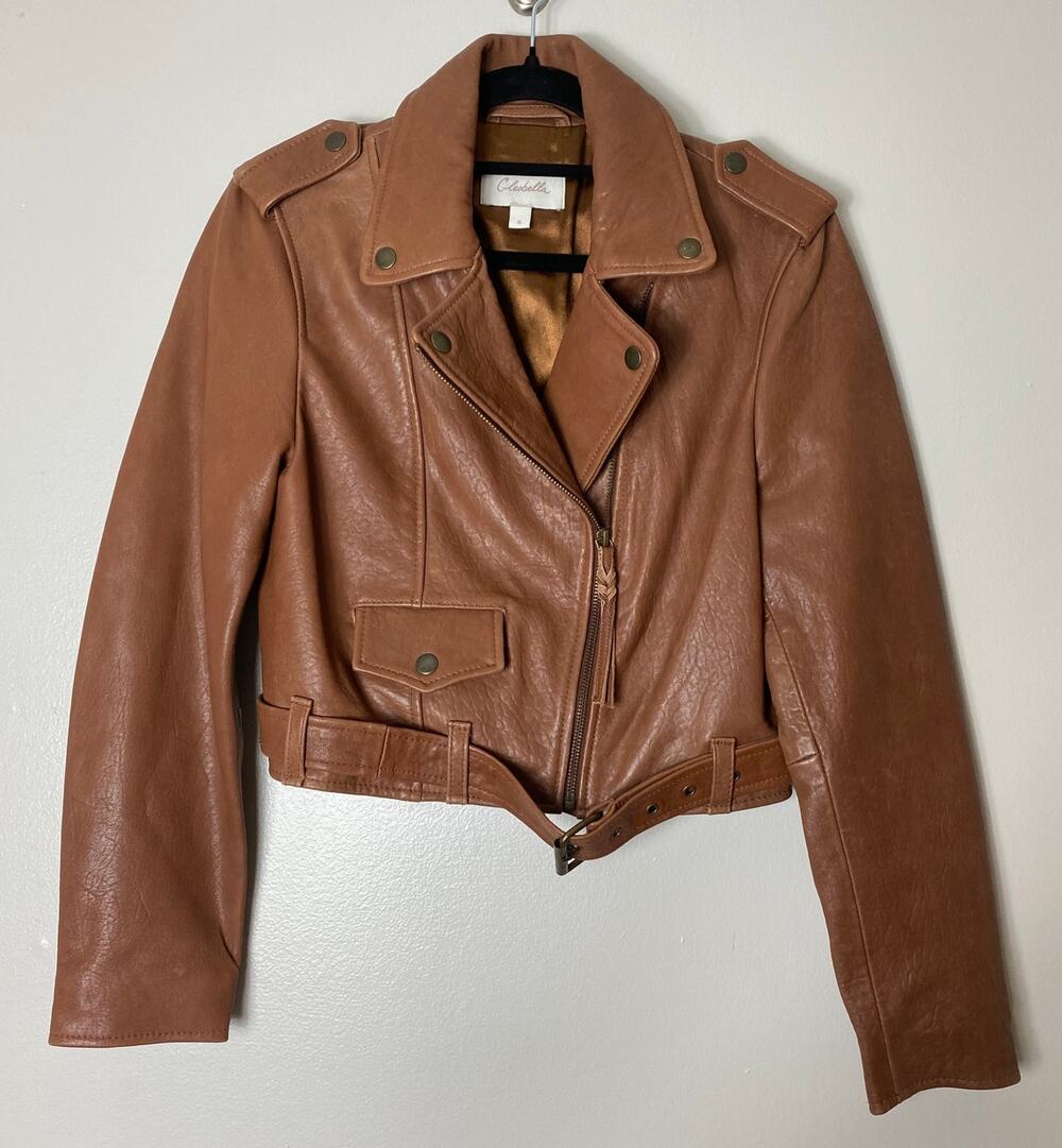 Cleobella Brown Leather Moto Jacket Western